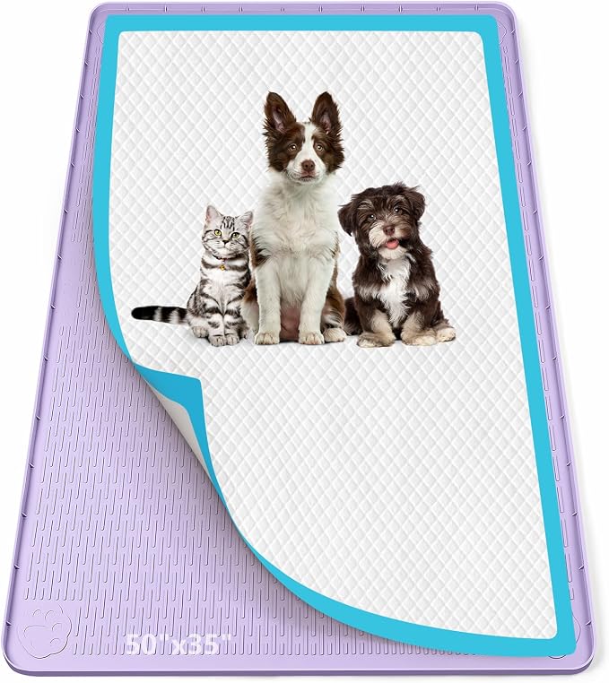 Pee Pad Holder for Dogs 50''x35'' Silicone Puppy Pee Pad Tray, Purple | Extra Large Dog Potty Tray Leak-Proof, High Edge, No Spill Training Pads for Floor Protection, No Pee Pads