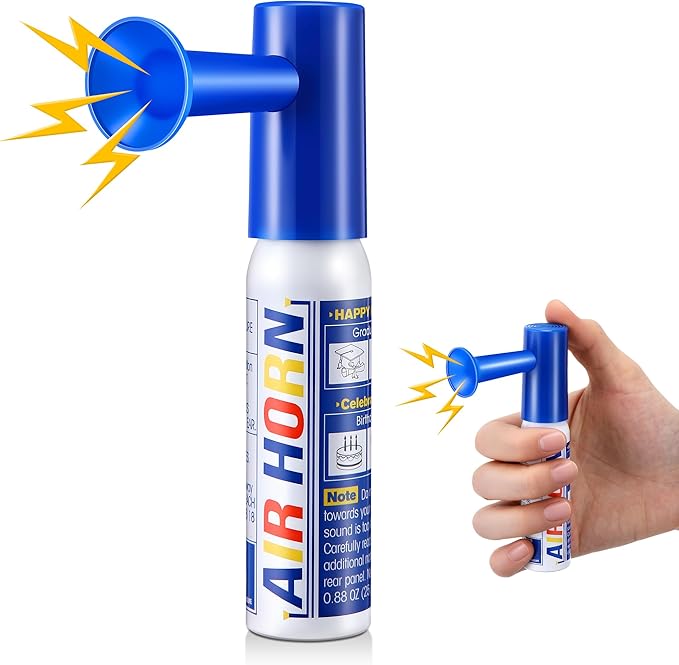 1 Pack Mini Air Horn for Personal Safety, 0.88 Oz Stadium Air Horn Prank, Portable Blow Noise Maker for Sporting Events, Football Games, Dogs, Party, Birthdays,Graduation Mini Noisemakers (Blue)