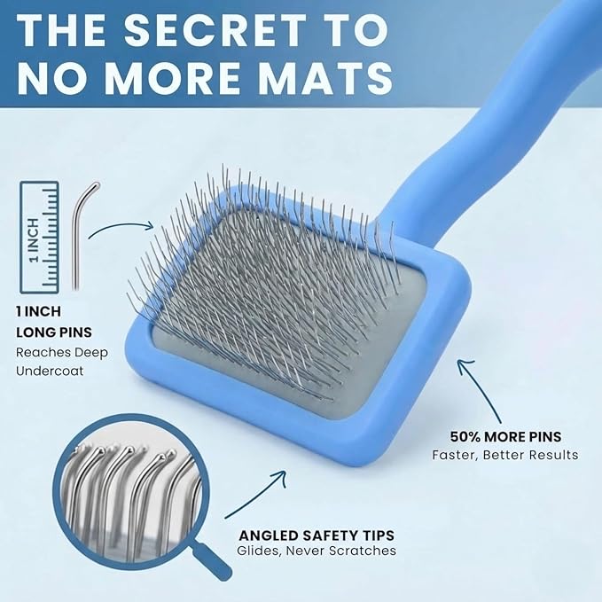 Small Slicker Brush & Lavender Detangler Spray Pack, Dog Grooming at Home | Best Brush For Long Haired Dogs, Dematting Comb & Detangling Spray For Goldendoodle Coats, Puppy Matting Grooming Supplies