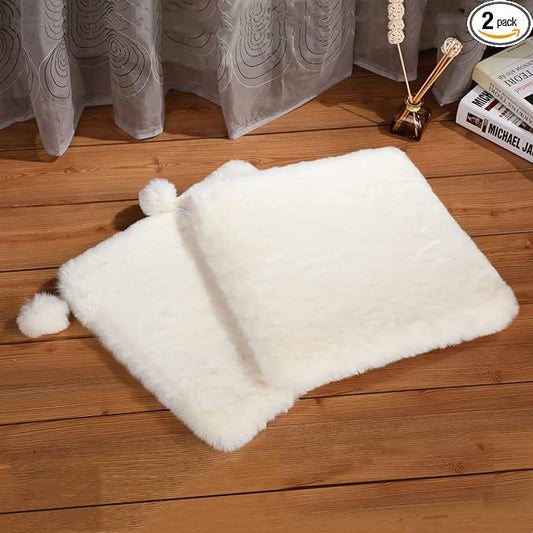 SHENGOCASE 2-Pack 18" x 18" Faux Rabbit Fur Cat Condo Replacement Cushion. Cat Dog Bed Cushion Pad for Window Perch Cat Tree Tower Carrier Cage Crate Kennel Furniture