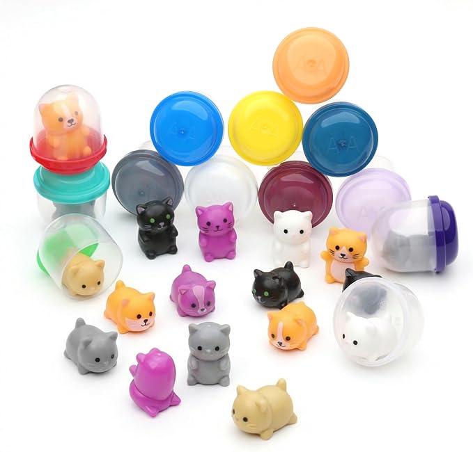 Farm Animals Figurine Toys in Capsule - 250 Pcs -1.1 Inch Plastic Capsules with Assorted Animals Mini Figurines for Kids - Easter Eggs with Toys - Toy Vending Machine Refill