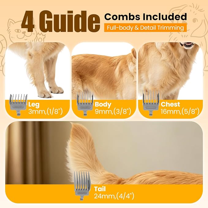 Dog Grooming Kit with Vacuum, 12000Pa Pet Electric Clipper & Cleaning Brush | PG01 All-in-One Pet Grooming Kit, Low-Noise Dog Vacuum for Shedding Grooming, Pet Hair Remover Vacuum