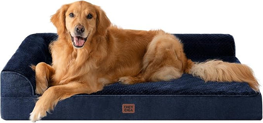 EHEYCIGA Extra Large Dog Bed Othorpedic, Memory Foam XL Dog Bed with Washable Removable Cover, Waterproof Pet Sofa Couch XLarge Size Dogs with Nonskid Bottom, 44x32x6.5, Navy Blue | Washable Removable Cover, Waterproof Flat Pet Sofa Couch with Nonskid ...