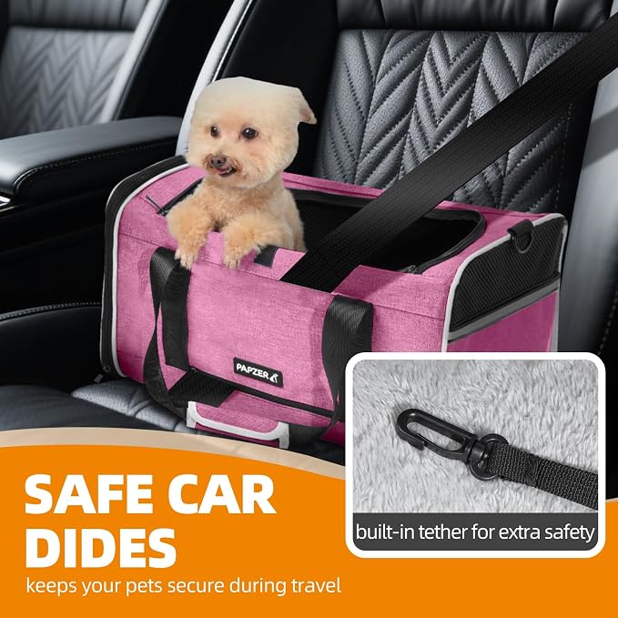 Cat Carrier for Travel, Soft-Sided, Top Loading, Privacy Curtain, to 20 lbs | Medium Pet Carry Bag Anxiety Cat, Vet Visits Car Transport, Luggage Sleeve Suitcase Attachable Small Puppy Crate Kennel Pink