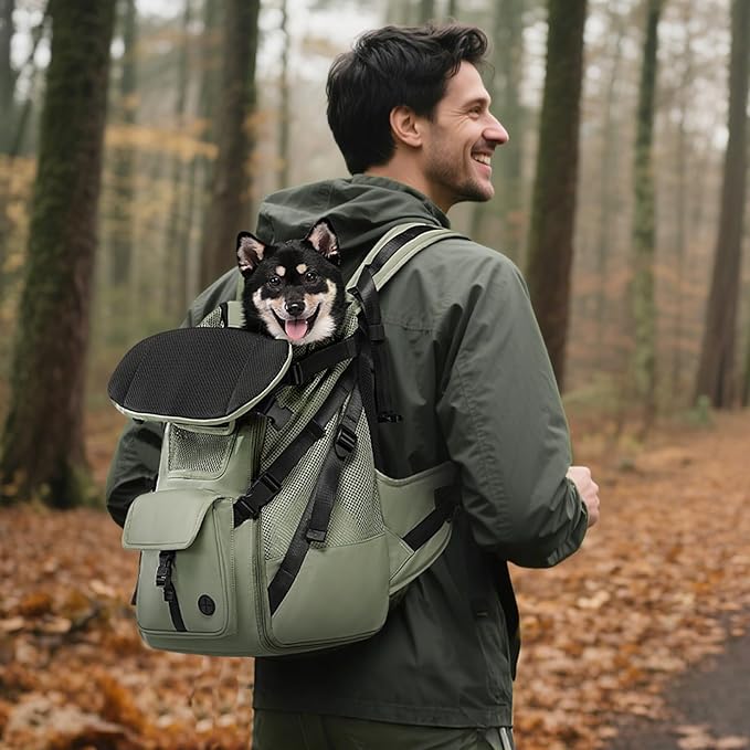 Wakytu Dog Backpack Carrier for Small Dogs,Pet Carrier for Travel & Hiking | Hands-Free Puppy Backpack,Adjustable Padded Breathable Straps,Ergonomic Front Facing Dog Carrier Backpack