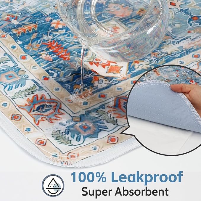 Washable Pee Pads for Dogs, 2 Pack Reusable Puppy Training Pads 48"x32" Super Absorbent Waterproof Dog Training Pads, Non-Slip Potty Pads, Whelping Pads Litter Mat Blue/Mix