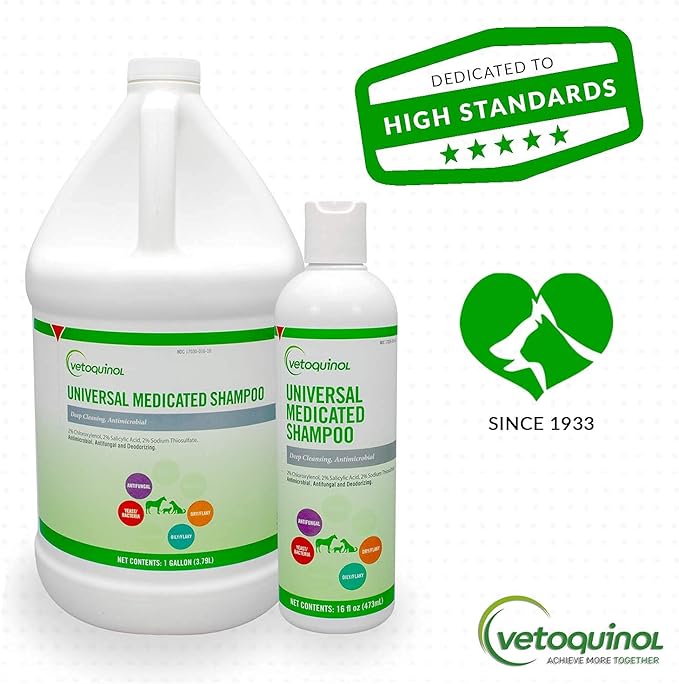 Vetoquinol Universal Medicated Shampoo for Dogs, Cats and Horses, 16oz