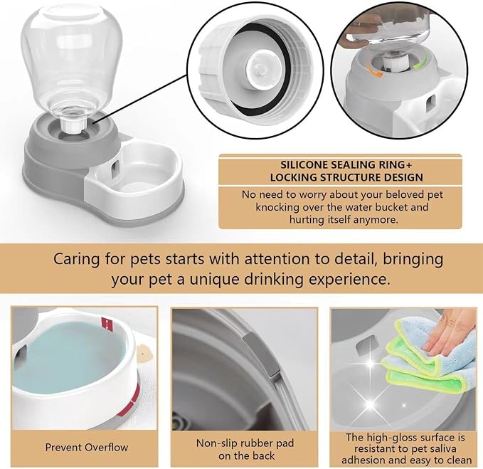STALTWO 1 Gallon Automatic Dog Water Dispenser, Non-Slip Mat, BPA-Free | Pet Water Dispenser, Large Capacity Water Feeder for Cats and Dogs, Refill Less Often
