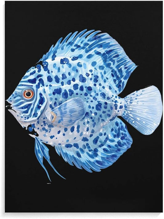 Discus Fish Wall Art Canvas Artwork Vintage Hanging Pictures Painting Poster for Home Decor