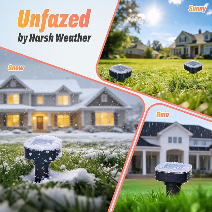4 Pack Mole Repellent Solar Powered, Snake & Skunk & Vole & Gopher & Armadillo & Rabbit & Groundhog & Chipmunk & Raccoon Repellent for Yard, IP65 Waterproof Ultrasonic Deterrent for Lawns Garden
