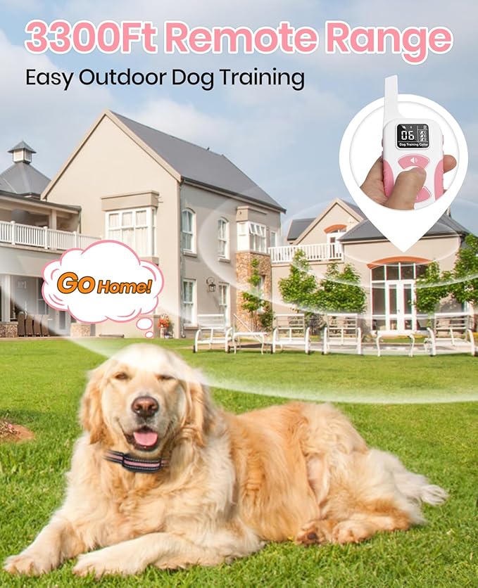 2 Dogs Bark Collar with Remote, 2-in-1 Bark and Shock Collar Combo, 3300Ft Dog Training Collar 2 Pack - Auto Anti Bark/Beep/Vibration/Shock, IP67 Smart E-Collar with 5 Adjustable Levels of Sensitivity