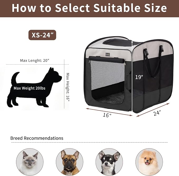 Dog Kennels and Crates for Medium Dogs, Portable Pop Up Indoor Pet Cage with Sturdy Wire Frame, Collapsible Travel Crate Soft Sided Cat Bag Escape Proof (Black, 28.0" L x 18.0" W x 22.0" H)