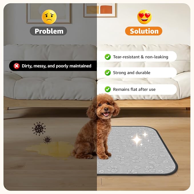LOOBANI Washable Puppy Pads Waterproof 36"x24", 4 Pack, Gray | Soft Reusable Pee Pads For Dogs, Floor, Crate, Bed, Incontinence, Housebreak, Fast Absorbent, Non-Slip, Leakproof