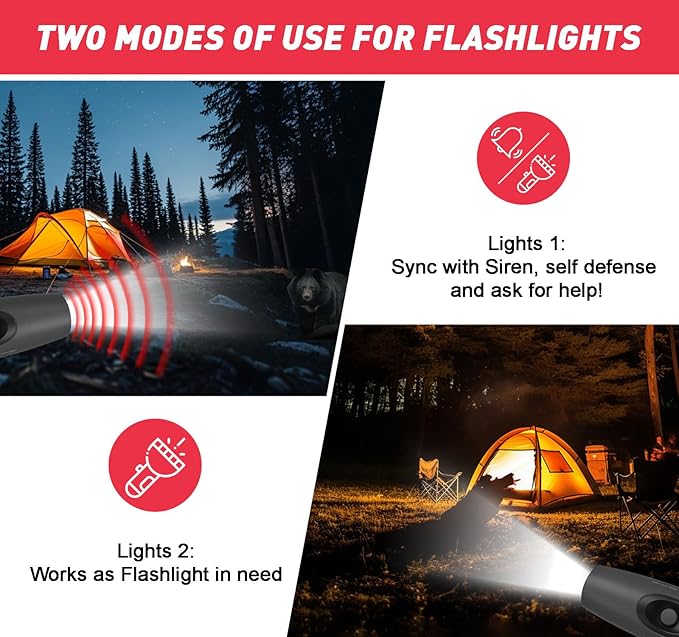 StarWorld Rechargeable Bear Horn - 120dB Electronic Air Horn for Bears with 4 Volume Levels & 3 Tones, Audible 0.5 Miles, LED Safety Light for Hiking, Camping, Wildlife Defense (Black)