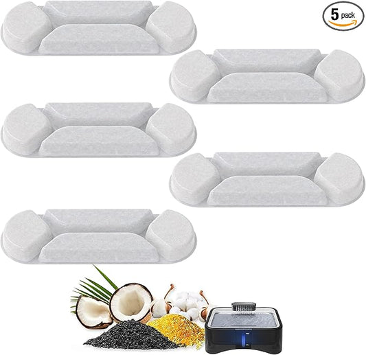 UPSKY 5 Pcs Replacement Filters for 8.5L Elevated Dog Water Fountain | Multi-layer Filtration, Removes Hair, Odors & Heavy Metals, Keeps Water Clean & Fresh, Individual Packaging