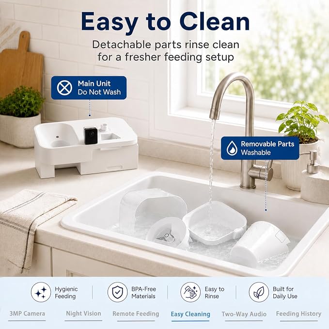 Waithem Automatic Cat&Dog Feeder and Waterer with Camera | 2K Video, 5L Food Capacity and 4L Water Station, 5G/2.4GHz Wi-Fi Control, 2 Weeks Capacity