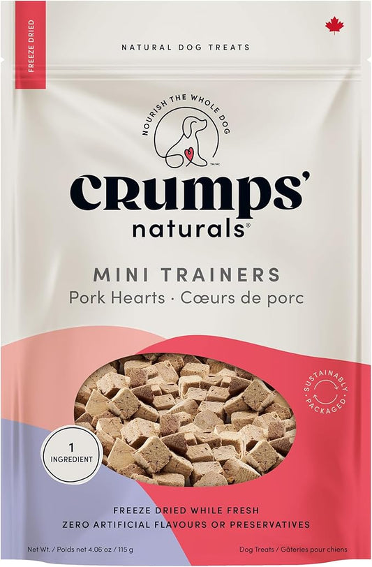 Crumps Naturals Mini Trainers Freeze Dried Pork Hearts 4.06oz