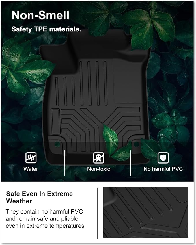 Kiwi Master Floor Mats for 2018-2022 Honda Accord | Custom Fit, All Weather Car Mats, Heavy Duty TPE Floor Liners, Front & Rear 2 Row, Black