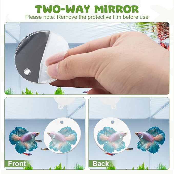 2 Pcs Betta Fish Exercise Love Ring & Betta Mirror, Betta Enrichment Toys, Betta Fish Tank Accessories, Betta Fish Toysfor Training, Play