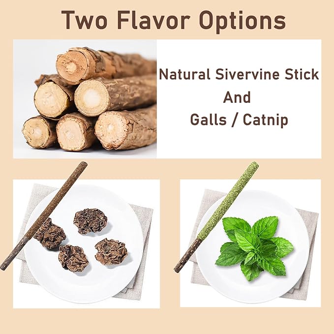 Natural Silvervine Sticks for Cats,Catnip Cat & Kitten Chew Toys Teeth Cleaning, Matatabi Cat Treat, Edible Kitty Toys (20PC)