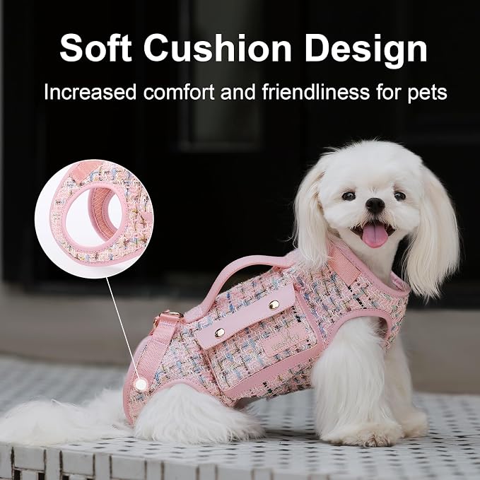 Wakytu Dog Lift Harness Dog Carrier Sling for Small Dogs & Cats,L | stylish puppy sling carrier with handle & pocket,adjustable leash,walking & travel