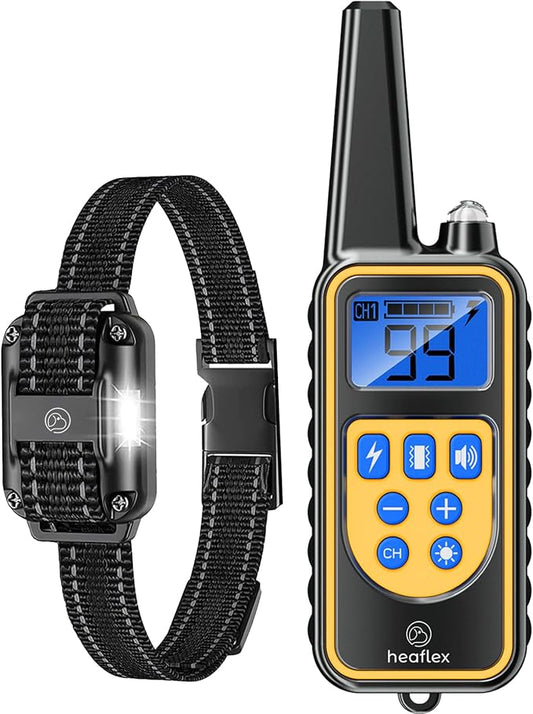 Dog Training Collar with Remote, 3300ft Remote Dog Shock Collar, IPX7 Waterproof Rechargeable E-Collar, 4 Training Modes (Night LED Light，Beep, Vibration, Shock) for Small Medium Large Dogs