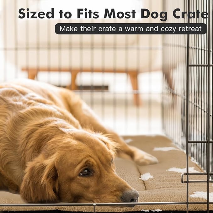 Mora Pets Dog Crate Pad Washable Cat Dog Bed for Crate Flat Pet Kennel Mat | Soft Dog Cat Bed Mat, Puppy Crate Pad for Dog Cage Cozy Sleeping Liner, Cute Pet Pillow Cushion Anti Slip Small Brown 24 x 18