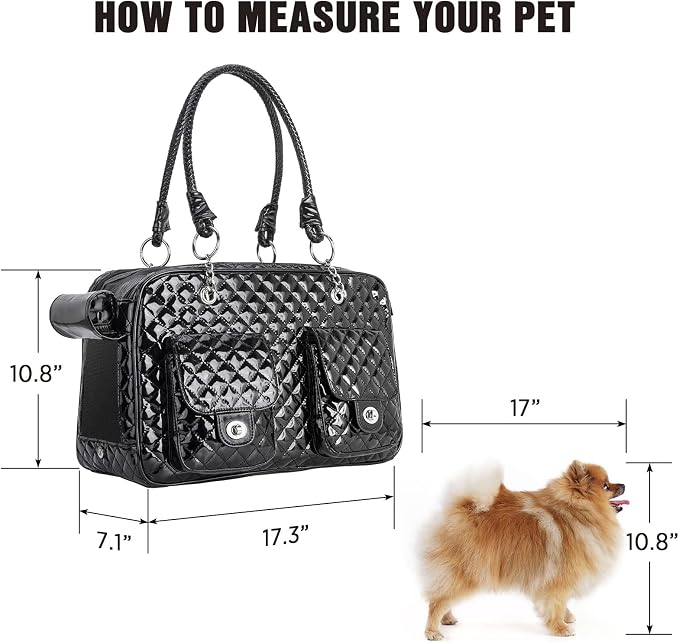 Fashion Pet Carrier Dogs Cat Small Animals Purse Bag, Leather Pet Carriers Dog Puppy Kitten Tote Travel Handbag TSA Airline-Approved