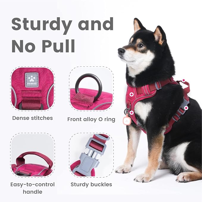 Pawaii Dog Harness for Small Dogs With Pet ID Tag - No Choke, Adjustable Soft Padded Vest With Easy Control Handle
