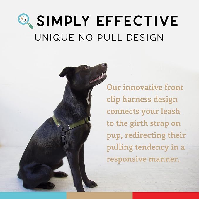 No Pull Dog Harness | Comfortable Training Harnesses | Effective No Pull Harness Design | Ideal for Small Dog and Puppy | 4-Point Adjustable (S - 18~24 inch Girth, Olive)
