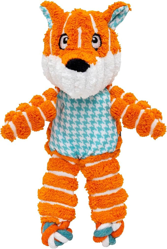 KONG Floppy Knots – Jouet pour chien résistant avec corde et peluche sans rembourrage et avec couineur – pour les chiots qui font leurs dents et le jeu (Renard, Très petit)