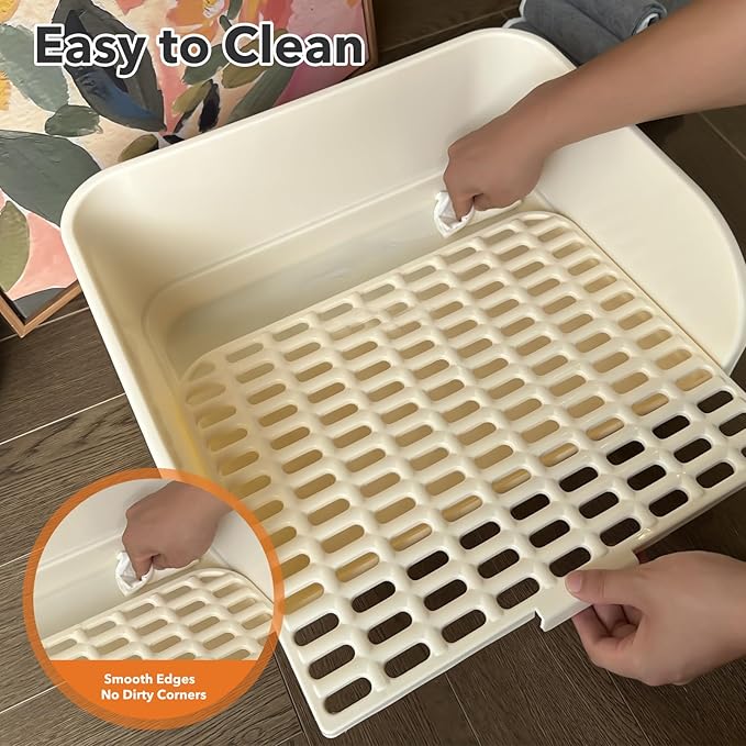Rabbit Litter Box - Extra Large Bunny Litter Box, Easy to Clean and Disassemble, Prevents Odors and Stains. Pet Training Toilet Pan for Guinea Pig, Ferret, Hamster, Chinchilla