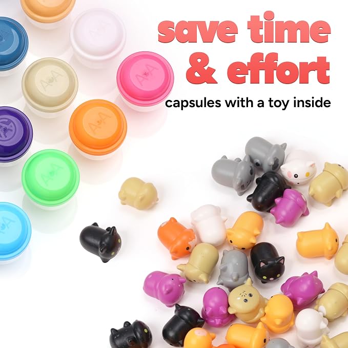Farm Animals Figurine Toys in Capsule - 100 Pcs -1.1 Inch Plastic Capsules with Assorted Animals Mini Figurines for Kids - Easter Basket Stuffers - Toy Vending Machine Refill