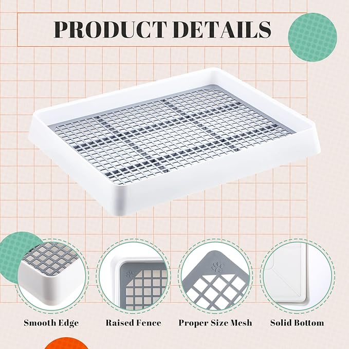 Bokon 2 Pcs Rabbit Large Litter Box for Cage Guinea Pig Litter Pan with Grid Rabbit Guinea Pig Toilet Ferret Corner Potty Trainner Ideal for Rats, Hamsters, Small Animals (15 x 12.2 x 2.6 Inch)