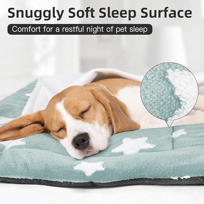 Mora Pets Dog Crate Pad Dog Bed for Crate Washable Flat Pet Kennel Mat Cute | Ultra Soft Dog Bed Mat, Crate Pad for Dog Cages Cozy Sleeping Liner, Pet Pillow Cushion Large Puppy Bed Anti Slip Blue 42x27
