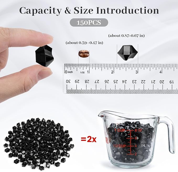 DomeStar 150PCS Fake Ice, Black Decorations Vase Fillers, Black Plastic Gems Aquarium Tank Rock Party Table Scatter Decorations