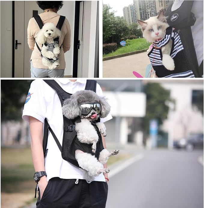 Wakytu Pet Carrier Backpack, Pet Front Dog Carrier Backpacks, Adjustable Pet Front Cat Dog Carrier Backpack Travel Bag, Legs Out, Easy-Fit for Traveling Hiking Camping for Small Cats Dogs