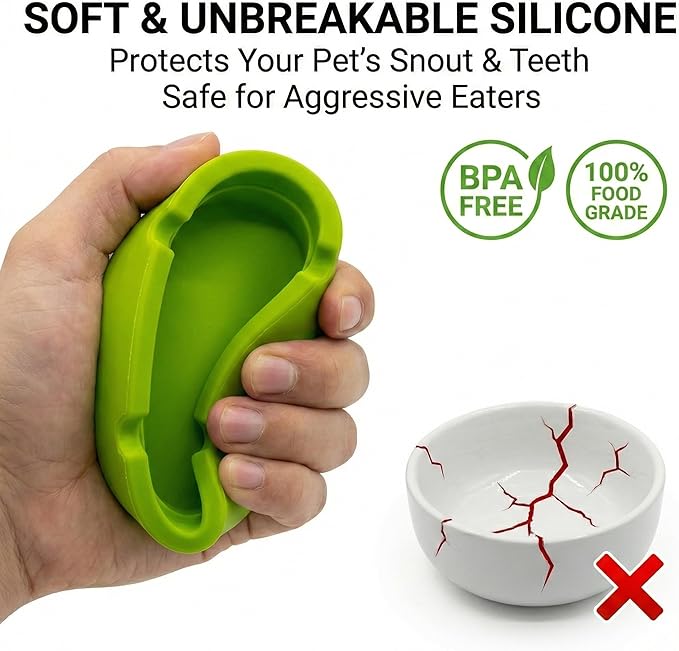 2-Pack Silicone Reptile Food and Water Bowl, Crested Gecko Tank Accessories, Eudimysx Soft Unbreakable Dish for Leopard Gecko & Hermit Crab, Shallow Low Profile & Easy to Clean (Yellow & Green)