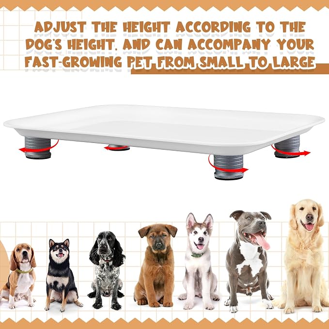 Marsui Ant Proof Pet Food Tray, Waterless Raised Cat Dog Bowl Stand with Adjustable Legs, No-Fill Physical Barrier for Indoor Feeding Station, Kitchen Sweets and Trash Area(23mm-37mm,White)