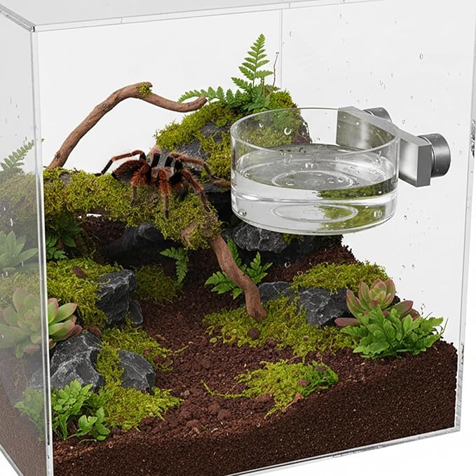 1 Set Spider Feeding Dish Magnetic Tiny Water Bowl Jumping Spider Transparent Food Dishes with Tongs Terrarium Decor Feeding Holder for Small Pets Essential Accessories