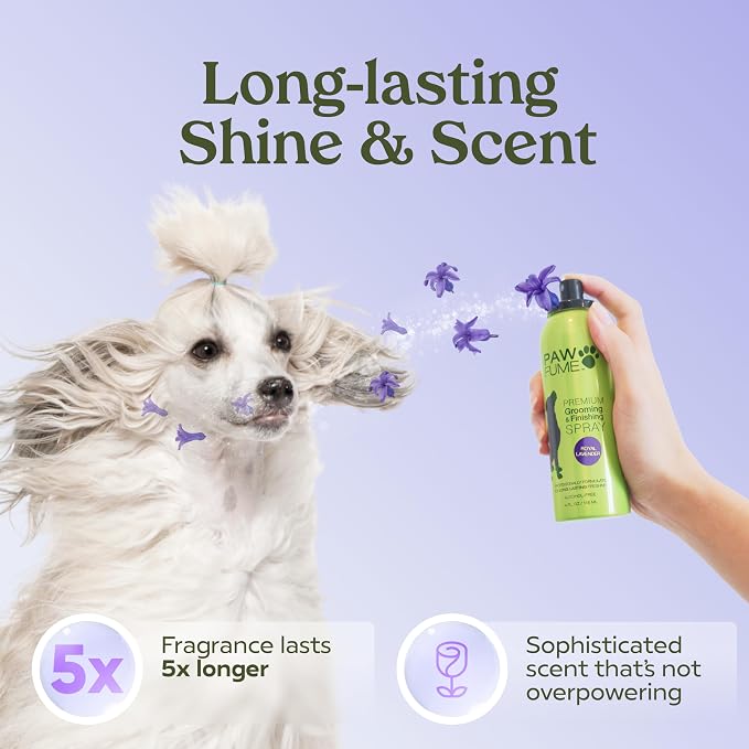 PAWFUME Dog Detangler Grooming Spray, Royal Lavender, 2-Pack | Hypoallergenic alcohol-free spray detangles, moisturizes and freshens coats, Dog Necessities for coat and fur care