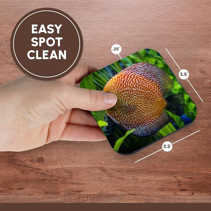 3dRose Super Pigeon Snakeskin Discus, Tropical Freshwater Fish Set of 4 Coasters - Soft