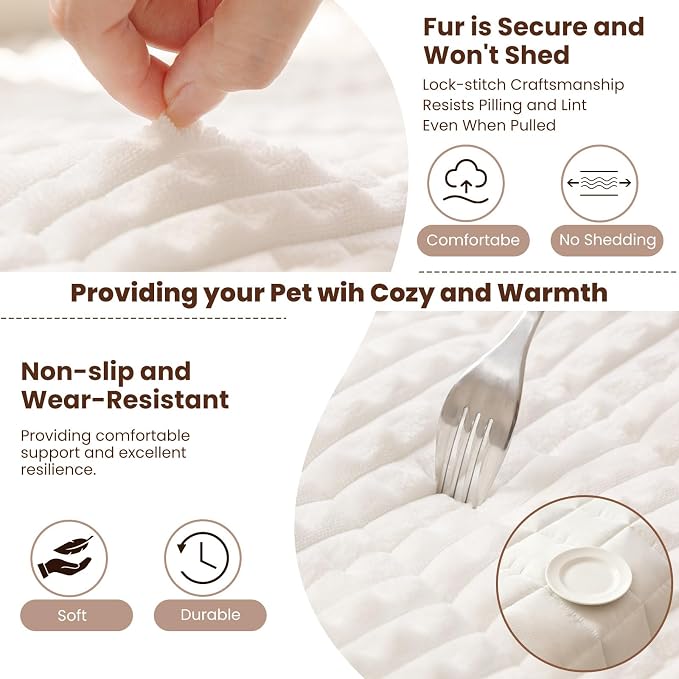 Couch Cover for Dogs Washable, Non Slip Couch Covers for 3 Cushion Sofa Pet Friendly, Fuzzy Pet Couch Cushion Covers for Dog, Thick, Soft for Sofa Protector (White, 27.6" x 70.9"/70 x 180cm)