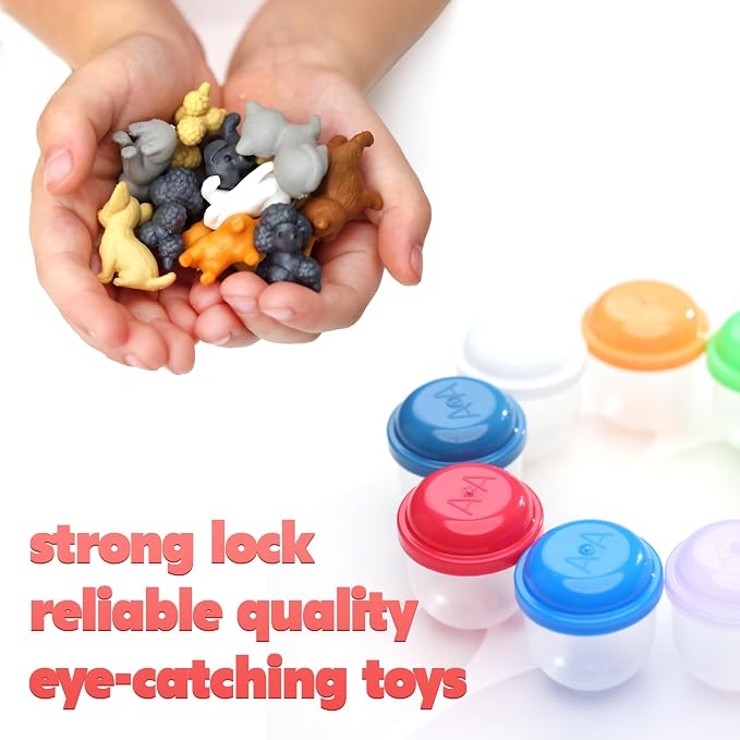 Vending Machine Capsules with Toys - 250 Pcs of 1.1 Inch Tiny Frosty Clear-Colored Acorn Capsules and Cute Dog and Cat Figurines for Kids - Plastic Capsules for Toys Bulk- Easter Basket Stuffers