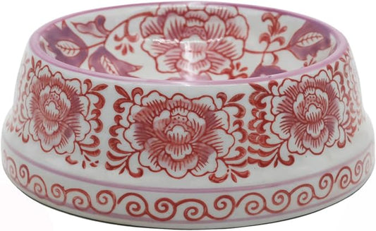 Ceramic Dog Bowl Purple & White Cat Pet Bowls for Small Breeds - 5.7" Wide x 2.8" Tall - 1.5 Cup Food and Water Puppy Dish for Dogs Pet Feeding, Microwave and Dishwasher Safe