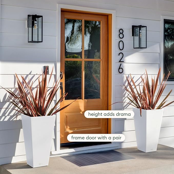 Veradek V-Resin Indoor/Outdoor Taper Planter, 2-Pack (24 inch, White)