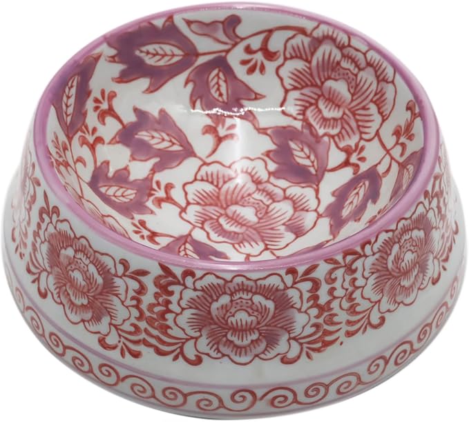 Ceramic Dog Bowl Purple & White Cat Pet Bowls for Small Breeds - 5.7" Wide x 2.8" Tall - 1.5 Cup Food and Water Puppy Dish for Dogs Pet Feeding, Microwave and Dishwasher Safe