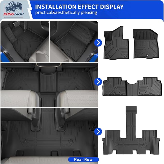 Rongtaod Floor Mats Compatible with 2026 Hyundai Palisade Gas Cargo Mat Trunk Mat Cargo Liner Kick Mats 7-Seater Captain Chairs All Weather Palisade Accessories (Floor Mats Full Set 7pcs)