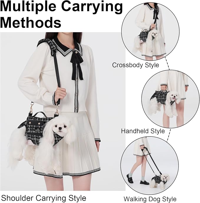 Wakytu Dog Lift Harness Dog Carrier Sling for Small Dogs & Cats,L | stylish puppy sling carrier with handle & pocket,adjustable leash,walking & travel