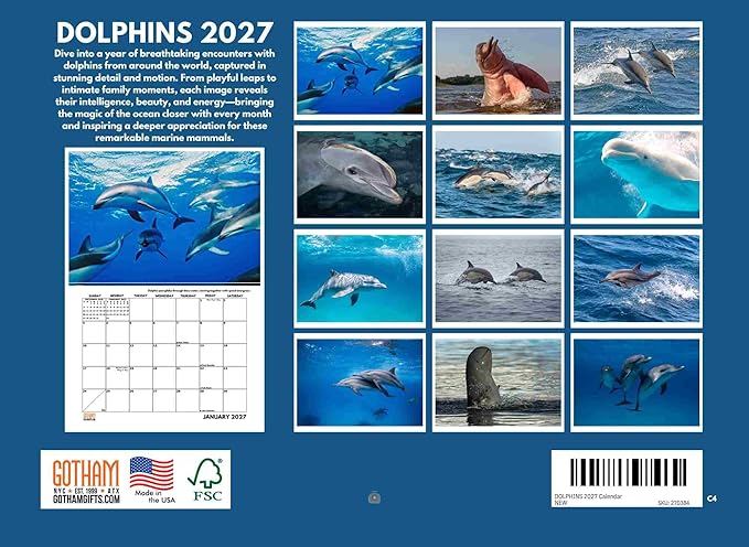 Dolphin Calendar 2027 Monthly Wall Calender 12 Month